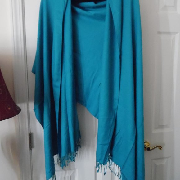 VALERIE STEPHENS SHAWL... DEEP AQUA - Picture 6 of 6